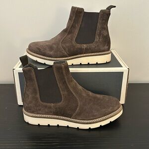 Women's brown suede wedge bootie